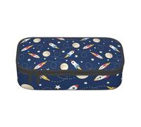 Cxzmnba Rocket in Space - Estuche para niños y niñas, esencial para el regreso a clases, suministros para estudiantes, bolsa para lápices, Black, Talla única, Organizador de bolsas