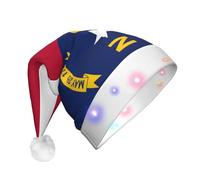 Cxzmnba Sombrero de Navidad LED con bandera del estado de Carolina del Norte, gorra de Papá Noel unisex iluminada para adultos, regalo de vacaciones y fiestas y Año Nuevo