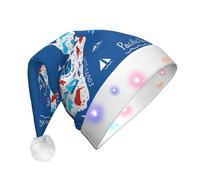 Cxzmnba Sombrero de Navidad LED con mapa de Nueva Zelanda con animales, gorro de Papá Noel iluminado unisex para adultos, regalo de vacaciones y fiesta y Año Nuevo