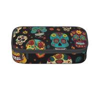 Cxzmnba Sugar and Skulls - Estuche para lápices para niños y niñas, esencial para el regreso a clases, suministros para estudiantes, bolsa para lápices, Black, Talla única, Organizador de bolsas