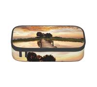 Cxzmnba Sunset Stunning Lake Bridge - Estuche para lápices para niños y niñas, esencial para el regreso a clases, suministros para estudiantes, bolsa para lápices, Black, Talla única, Organizador de