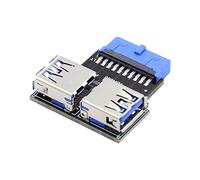 CY Adaptador de Ranura para Cabezal de Caja de 20/19 Pines Dual USB 3.0 Tipo A Hembra a Placa Base, 5 Gbps, Horizontal, PCBA