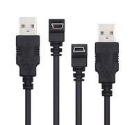 CY Cable (2 unidades/lote), mini USB B tipo macho de 5 pines en ángulo recto hacia abajo y hacia arriba, de 90 grados a USB 2.0 macho, cable de datos de alimentación de 50 cm