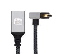 CY Cable 4K tipo D Micro HDMI 1.4 macho 90 grados hacia arriba en ángulo a HDMI hembra Cable de extensión para DV MP4 Cámara DC Laptop HDTV