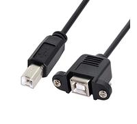 CY Cable de extensión USB tipo B macho a hembra, 50 cm, tipo recto con tornillos, montaje en panel para impresora escáner disco