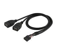 CY Cable de placa base de 9 pines 10 pines hembra a doble USB 2.0 hembra tipo A cable 50 cm