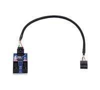 CY Cable de placa base USB 2.0 9 pines USB 2.0 cabecera 1 a 2 hembras 10 pines Cable divisor Hub Conector Adaptador Multilier