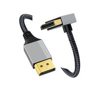 CY Cable DisplayPort DP a DP en ángulo Up Cable 4K 60 Hz Funda plateada Ultra-HD UHD 90 grados para computadora de escritorio Monitor portátil Tarjeta gráfica (200 cm)