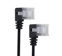 CY - Cable Ethernet Cat6 RJ45 ultraplano, ángulo de 90 grados hacia la izquierda, 25 cm para ordenador portátil, router TV Box