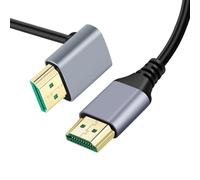 CY Cable HDMI 2.1 Ultra delgado HDTV 8K 4K Hiper Super Flexible Slim Cord Up Ángulo 90 grados tipo A macho a macho para computadora HDTV 50 cm