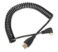 CY - Cable micro HDMI a HDMI macho para HDTV, teléfono móvil, tablet y cámara (conector acodado a la izquierda de 90 grados), color negro
