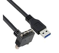 CY Cable micro USB 3.0 de doble tornillo de bloqueo a datos USB 3.0 de 5 Gbps, cable de alimentación de 90 grados hacia arriba para computadora de cámara industrial VR (5 m)