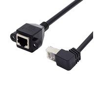 Cable de extensión de red Ethernet CY en ángulo de 90 grados STP UTP Cat 5e macho a hembra, montaje en panel, 30 cm