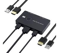 CY HDMI 4K y USB 2.0 Selector de Conmutador KVM Dual PCs Compartiendo Monitor HDTV Puerto USB Teclado Ratón Escáner Impresora