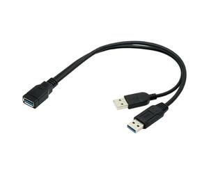 CY negro USB 3.0 hembra a Dual USB macho cable de extensión de datos y alimentación extra para disco duro portátil de 2,5 "