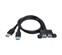 CY U3 - 103 Combo Dos USB 3.0 Macho a USB 3.0 Hembra Cable 50 cm con Tornillo Agujeros de Montaje en Panel