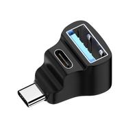 CY USB 3.0 Tipo C Macho a Doble Tipo A OTG y Adaptador Hembra Tipo C 10 Gbps, ángulo Recto, Compatible con computadora portátil