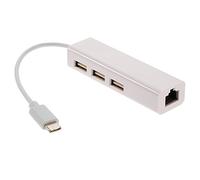 CY USB 3.1 Tipo C USB-C Hub de 3 puertos con adaptador de red LAN Ethernet para MacBook y Chromebook