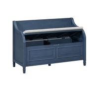 CYairong-22 Banco de Almacenamiento Banco de Entrada Madera Maciza con bisagra Seguridad, Taburete Multifuncional for Zapatos cojín tapizado extraíble(Navy)