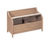 CYairong-22 Banco de Almacenamiento Banco de Entrada Madera Maciza con bisagra Seguridad, Taburete Multifuncional for Zapatos cojín tapizado extraíble(Brown Beige)