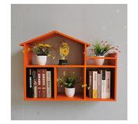 CYairong-22 Estantes de Pared flotantes Estructura metálica de estantes flotantes en Forma casa pequeña Estante de Pared del Dormitorio(Orange)