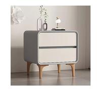 CYairong-22 Mesita de noche simple de madera color crema, organizador para dormitorio, almacenamiento en el hogar, mesita de noche, gran capacidad, doble cajón, cabecero (gris claro + beige, mediano)