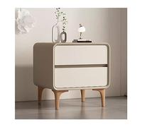 CYairong-22 Mesita de noche simple de madera color crema, organizador para dormitorio, almacenamiento en el hogar, mesita de noche, gran capacidad, doble cajón, cabecero (caqui + beige, mediano)