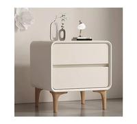 CYairong-22 Mesita de noche simple de madera color crema, organizador para dormitorio, almacenamiento en el hogar, mesita de noche, gran capacidad, doble cajón, cabecero (beige, mediano)