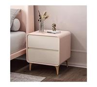 CYairong-22 Mesita de noche simple de madera color crema, organizador para dormitorio, almacenamiento en el hogar, mesita de noche, gran capacidad, doble cajón, cabecero (rosa + beige, mediano)