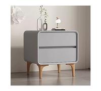 CYairong-22 Mesita de noche simple de madera color crema, organizador para dormitorio, almacenamiento en el hogar, mesita de noche, gran capacidad, doble cajón, cabecero (gris, mediano)