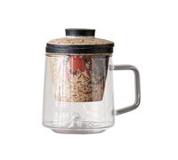 CYairong-22 Taza de Cristal Taza de té Vidrio borosilicato Transparente 380 ml con infusor y Tapa cerámica, Sistema preparación Hojas Sueltas Tazas y Vasos de café