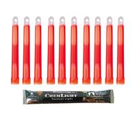 Cyalume Barra de luz roja militar ChemLight Lightsticks 15cm, Luz Sticks muy brillantes con duración de 12 horas (Caja de 10)