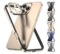 Cyanshell Metal Frame Flat Corner Silicone Case for iPhone with Metal Lens Frame, Built-in Silicone, Drop Protection for iPhone 16/15/14/13 Pro MAX (Gold,for 16plus)