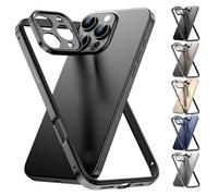 Cyanshell Metal Frame Flat Corner Silicone Case for iPhone with Metal Lens Frame, Built-in Silicone, Drop Protection for iPhone 16/15/14/13 Pro MAX (Black,for 16plus)