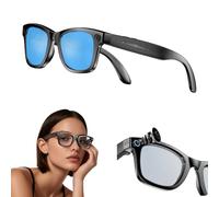Cyanvue Ai Smart Glasses, 8MP Camera Glasses with Music & Call Features, Camera Glasses for Men with 144 Language & Accent, Remote Video Recording, Anti-Blue Light & UV Protection (Blue Lenses)