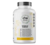 CYB | Vitamina D3 2000 UI - 50µg Pura Alta Dosis D3-365 Tabletas Suministro para 1 Año - Suplemento Vegetariano Diario - Fácil de Tragar - Sin Gluten ni Lactosa - Testeado en Laboratorio