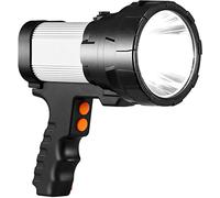 Cybbo Linterna LED recargable extremadamente brillante, 15000 lúmenes, resistente al agua 6 modos 10000 mAh linterna de mano de larga duración para pesca senderismo (Plateado Negro)