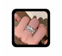 Cybche Anillo de oro ancho martillado abierto vintage para boda, circonita cúbica pequeña, anillos de dedo para nudillos, diamantes de filigrana hueca, circonita cúbica, anillos de corona de reina