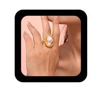 Cybche Boho Barroco Anillo De Perlas De Oro Ajustable Perla Abierta Nudillo Dedo Anillos De Boda Declaración Irregular Grandes Perlas Anillo De Joyería Para Las Mujeres