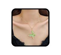 Cybche Boho Collar De Mariposa Colgante Collar De Mariposa Verde Esmalte Collar De Mariposa Volando Collar De Mariposa Collar De Perlas Collar De Alas De Mariposa Collar De Gargantilla De Joyería Para