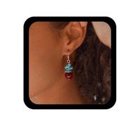 Cybche Boho Étnicos Pendientes De Turquesa Gota Irregular Pendientes De Turquesa Bola Roja Pendiente Colgante Pendiente De Cuentas De Piedras Preciosas Rubí Colgante Azul Joyería De Piedra Para Las