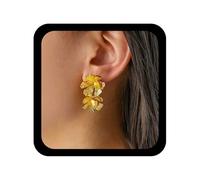Cybche Boho Flor Pendientes De La Chaqueta Del Oído De Oro Con Textura Pendientes Florales De Metal Flor Pendiente Pendiente De La Declaración Floral Frente A La Espalda Joyas Para Las Mujeres