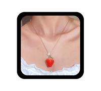 Cybche Boho Fresa Colgante Collar Rojo Fresas Collar De Acrílico Fresa Gargantilla Collares 3d Fresa Collares Divertidos Joyas De Frutas Para Las Mujeres