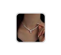 Cybche Boho Novia Collar De Perlas Gargantilla De Plata De Cristal Collar De Perlas Collares De Perla De Boda Minimalista Collares De Perla Redondas Gargantilla De talón Gota Colgante