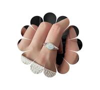 Cybche Boho Oval Opal Anillo De Plata Ajustable Abierto Moonstone Gemstone Anillo Minimalista Blanco Opal Piedra Nudillo Dedo Anillos Declaración Birthstone Anillos De Joyería Para Las Mujeres