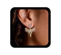 Cybche Boho Pendientes Ala De Cristal Oro Cz Teardrop Stud Earrings Crystal Ear Jacket Earrings Cz Wing Jacket Rhinestone Angel Wing Earrings Jewelry For Women