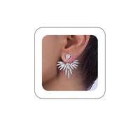 Cybche Boho Pendientes De Cristal Ala Plata Cz Teardrop Stud Earrings Crystal Ear Jacket Earrings Cz Wing Jacket Rhinestone Angel Wing Earrings Jewelry For Women