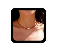 Cybche Boho Pequeño Collar De Cuentas De Semillas Gargantilla Collar Des Cuentas Rojas Des La Boda La Cadena Perlas Collares Colgantes Minimalista Collares Cuenta Arroz Joyas Para