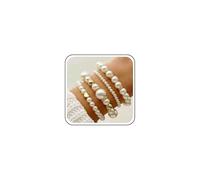 Cybche Boho Pulsera De Perlas En Capas Conjunto De Bolas De Oro Pulsera De Cuentas De Perlas De La Boda Apilable Tramo Pulseras Elásticas Pequeñas Pulsera Del Corazón Del Amor Tobillera Joyería De La