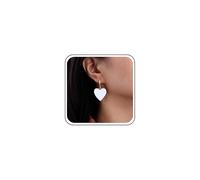 Cybche Esmalte Pendientes De Corazon Esmalte Blanco Corazon Pendientes Gota Forma De C Pendientes De Aro De Oro Medio Aro Pendientes Colgantes Blanco Amor Corazon Aretes De Joyeria Para Las Mujeres